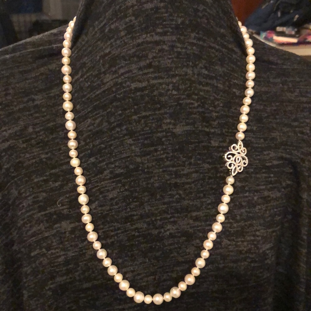 Long white fresh water pearls with spacer